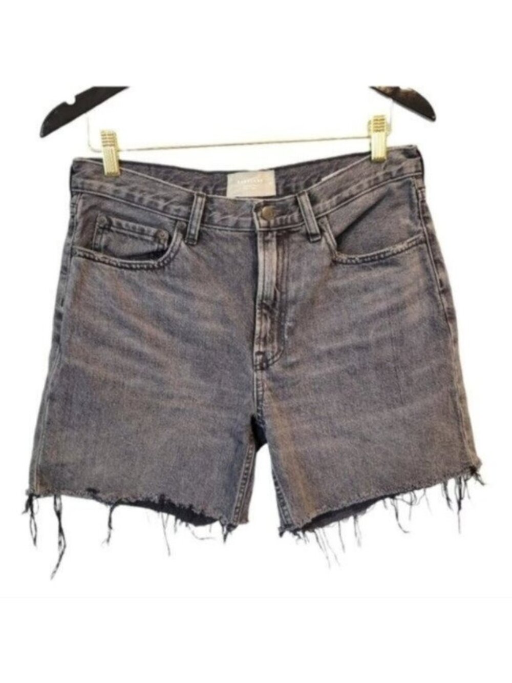 Everlane | The Denim Short High Rise Distressed Raw Hem Cut Off Gray